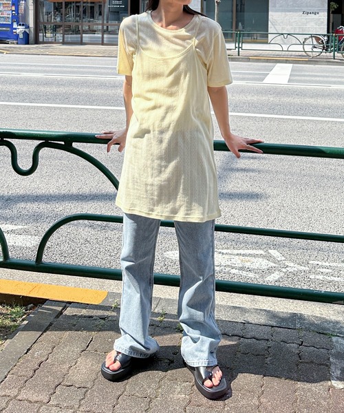 PILIT（ピリット）の「アイレット クルーネックtee（セットアップ対応）（Tシャツ/カットソー・レディース・ブラック/ブルー/レモンイエロー・MEDIUM）」の5枚目の写真