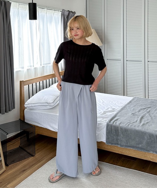 PILIT（ピリット）の「アイレット クルーネックtee（セットアップ対応）（Tシャツ/カットソー・レディース・ブラック/ブルー/レモンイエロー・MEDIUM）」の10枚目の写真