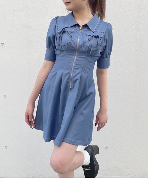 one way（ワンウェイ）の「フロントジップワンピース（ワンピース・レディース・ブラック/ネイビー/ベージュ/ブルー/グレー系その他/ブラック系その他・FREE）」の9枚目の写真