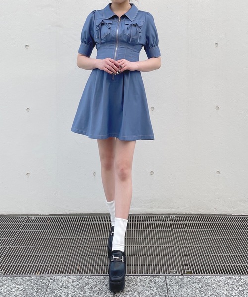 one way フロントジップワンピース ブラック フロントジップワンピース – PARK by one way（パークバイ