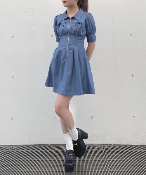 one way（ワンウェイ）の「フロントジップワンピース（ワンピース・レディース・ブラック/ネイビー/ベージュ/ブルー/グレー系その他/ブラック系その他・FREE）」の13枚目の写真