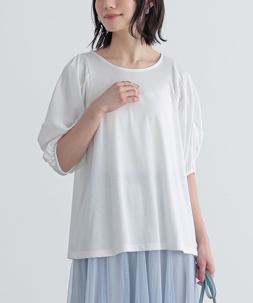 n'OrLABEL(ノアールレーベル)の「タックボリュームスリーブカットソー(Tシャツ/カットソー・レディース・ブラック/ネイビー/ラベンダー/オフホワイト・1/2)」の22枚目の写真