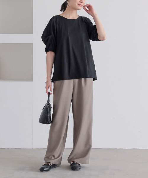 n'OrLABEL(ノアールレーベル)の「タックボリュームスリーブカットソー(Tシャツ/カットソー・レディース・ブラック/ネイビー/ラベンダー/オフホワイト・1/2)」の18枚目の写真