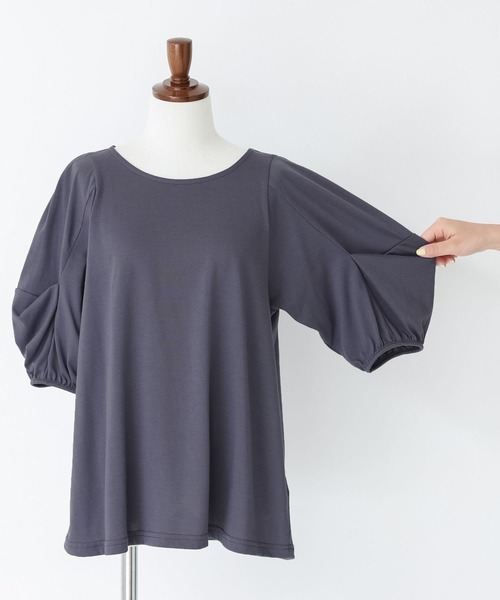 n'OrLABEL(ノアールレーベル)の「タックボリュームスリーブカットソー(Tシャツ/カットソー・レディース・ブラック/ネイビー/ラベンダー/オフホワイト・1/2)」の17枚目の写真