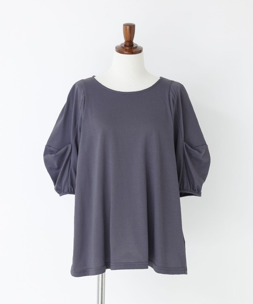 n'OrLABEL(ノアールレーベル)の「タックボリュームスリーブカットソー(Tシャツ/カットソー・レディース・ブラック/ネイビー/ラベンダー/オフホワイト・1/2)」の7枚目の写真