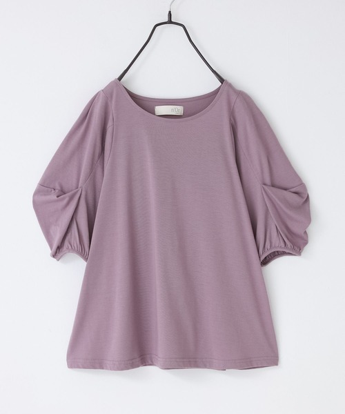 n'OrLABEL(ノアールレーベル)の「タックボリュームスリーブカットソー(Tシャツ/カットソー・レディース・ブラック/ネイビー/ラベンダー/オフホワイト・1/2)」の6枚目の写真