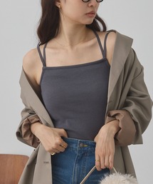 3WAYダブルクロスストラップリブカップ付きキャミソール