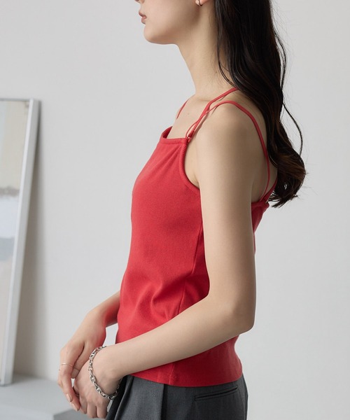 セール】3WAYダブルクロスストラップリブカップ付きキャミソール