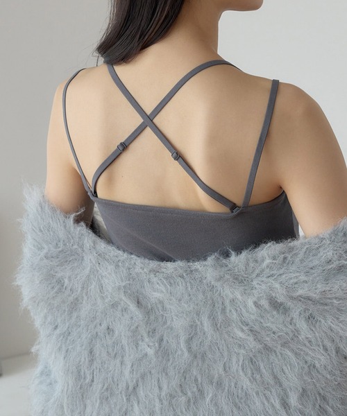 mokuren　リブカップ付きキャミソール2枚、ロングパンツ1枚　おまとめ コットンシルクリブ キャミソール, カップ付き, ホワイト