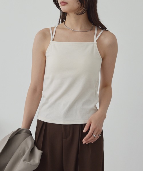 3WAYダブルクロスストラップリブカップ付きキャミソール MONO-MART