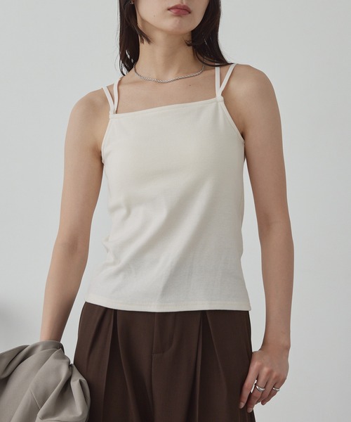 3WAYダブルクロスストラップリブカップ付きキャミソール MONO-MART