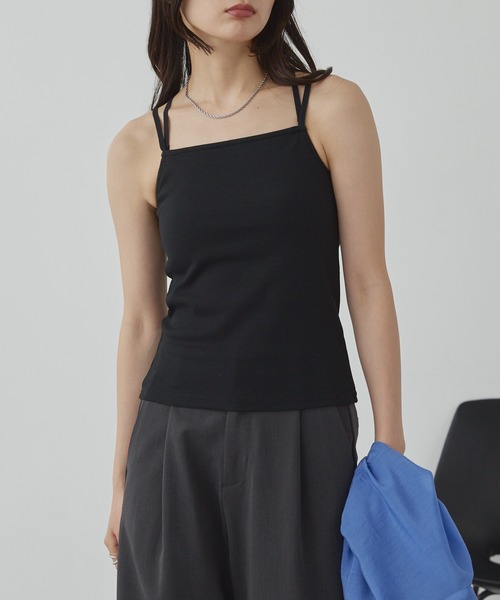 セール】3WAYダブルクロスストラップリブカップ付きキャミソール