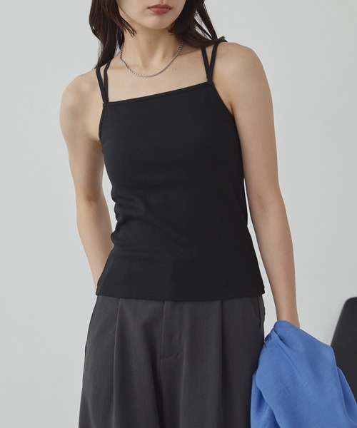3WAYダブルクロスストラップリブカップ付きキャミソール MONO-MART