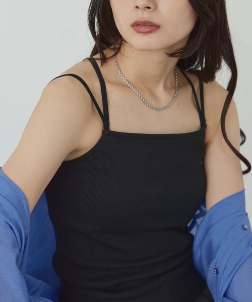 3WAYダブルクロスストラップリブカップ付きキャミソール MONO-MART