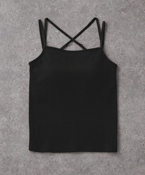 3WAYダブルクロスストラップリブカップ付きキャミソール MONO-MART