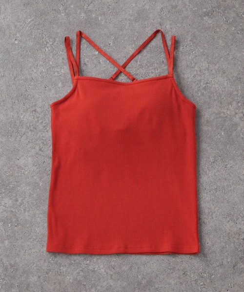 セール】3WAYダブルクロスストラップリブカップ付きキャミソール