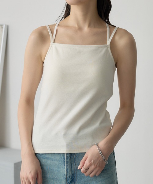 3WAYダブルクロスストラップリブカップ付きキャミソール MONO-MART