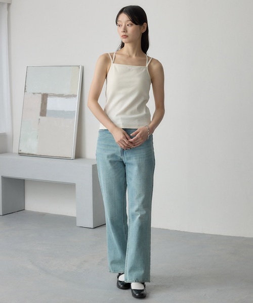 3WAYダブルクロスストラップリブカップ付きキャミソール MONO-MART