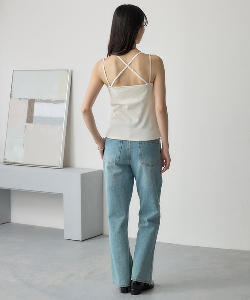 3WAYダブルクロスストラップリブカップ付きキャミソール MONO-MART