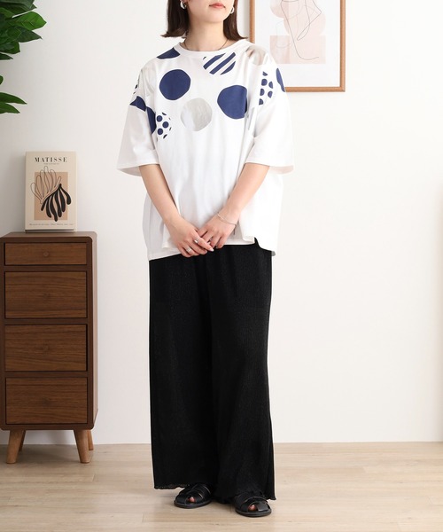 BARNDOOR(バーンドア)の「BARNDOOR 20天竺箔PtドルマンTシャツ(Tシャツ/カットソー・レディース・ホワイト系2/ホワイト系1/ホワイト系3/ホワイト系4・FREE)」の9枚目の写真