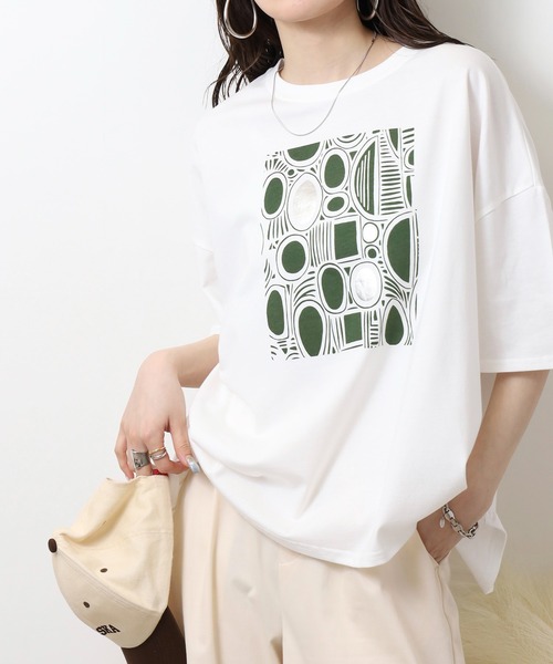 BARNDOOR(バーンドア)の「BARNDOOR 20天竺箔PtドルマンTシャツ(Tシャツ/カットソー・レディース・ホワイト系2/ホワイト系1/ホワイト系3/ホワイト系4・FREE)」の17枚目の写真