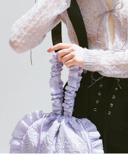 HONEY MI HONEY（ハニーミーハニー）の「organdy frill sheer bag（ハンドバッグ・レディース・ラベンダー/ピンク/ブラック・FREE）」の4枚目の写真