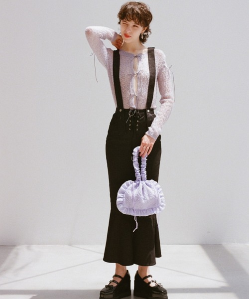 HONEY MI HONEY（ハニーミーハニー）の「organdy frill sheer bag（ハンドバッグ・レディース・ラベンダー/ピンク/ブラック・FREE）」の5枚目の写真