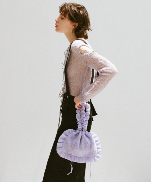 HONEY MI HONEY（ハニーミーハニー）の「organdy frill sheer bag（ハンドバッグ・レディース・ラベンダー/ピンク/ブラック・FREE）」の7枚目の写真