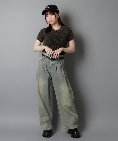 新品！[Innocent]薄手半袖セーター♡Outlast温度調整素材！ Courageousプリント半袖ニット｜MEN｜251HST70-408E｜AZUL BY