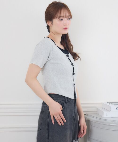 ems excite(エムズエキサイト)の「レイヤード風テレコCT(Tシャツ/カットソー・レディース・ピンク/ダークグレー/ブラック・FREE)」の13枚目の写真