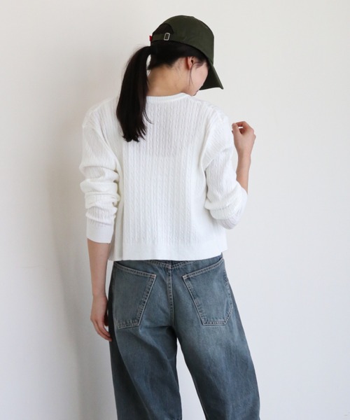gossip！ロサンゼルス（ゴシップロサンゼルス）の「Vネックキャミとケーブルニットカーディガン（カーディガン/ボレロ・レディース・ネイビー/ホワイト・FREE）」の14枚目の写真