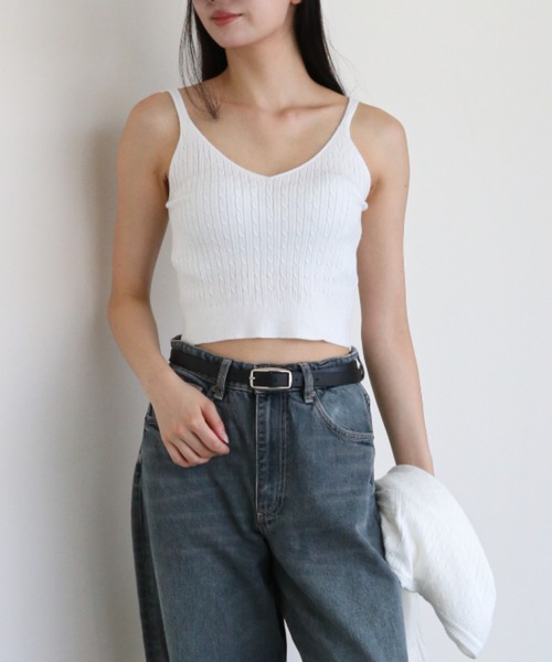 gossip！ロサンゼルス（ゴシップロサンゼルス）の「Vネックキャミとケーブルニットカーディガン（カーディガン/ボレロ・レディース・ネイビー/ホワイト・FREE）」の21枚目の写真