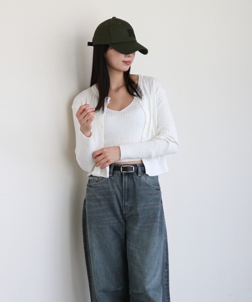 gossip！ロサンゼルス（ゴシップロサンゼルス）の「Vネックキャミとケーブルニットカーディガン（カーディガン/ボレロ・レディース・ネイビー/ホワイト・FREE）」の19枚目の写真