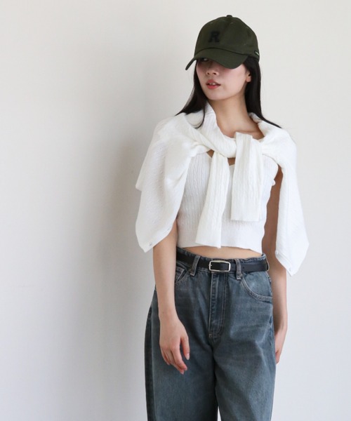 gossip！ロサンゼルス（ゴシップロサンゼルス）の「Vネックキャミとケーブルニットカーディガン（カーディガン/ボレロ・レディース・ネイビー/ホワイト・FREE）」の16枚目の写真