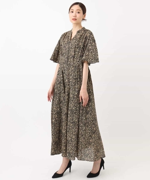 MK MICHEL KLEIN（エムケーミッシェルクラン）の「キーネックコットンワンピース/洗える（ワンピース・レディース・ブラック/モカ/イエロー系その他・38）」の10枚目の写真