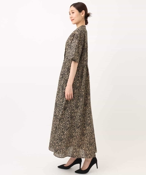 MK MICHEL KLEIN（エムケーミッシェルクラン）の「キーネックコットンワンピース/洗える（ワンピース・レディース・ブラック/モカ/イエロー系その他・38）」の11枚目の写真