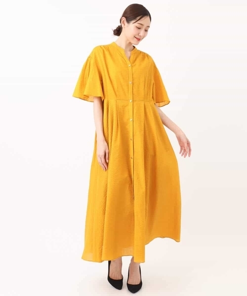 MK MICHEL KLEIN（エムケーミッシェルクラン）の「キーネックコットンワンピース/洗える（ワンピース・レディース・ブラック/モカ/イエロー系その他・38）」の18枚目の写真