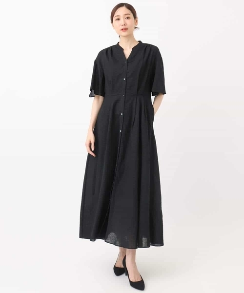 MK MICHEL KLEIN（エムケーミッシェルクラン）の「キーネックコットンワンピース/洗える（ワンピース・レディース・ブラック/モカ/イエロー系その他・38）」の20枚目の写真