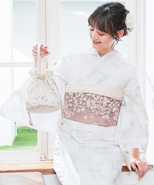Honeys（ハニーズ）の「浴衣巾着（ワンハンドル）（和装小物・レディース・ライトグレー/ブラック系その他/アイボリー系/ピンク系その他/アイボリー・FREE）」の6枚目の写真