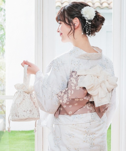 Honeys（ハニーズ）の「浴衣巾着（ワンハンドル）（和装小物・レディース・ライトグレー/ブラック系その他/アイボリー系/ピンク系その他/アイボリー・FREE）」の9枚目の写真