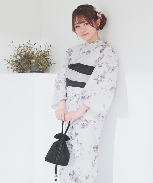 Honeys（ハニーズ）の「浴衣巾着（ワンハンドル）（和装小物・レディース・ライトグレー/ブラック系その他/アイボリー系/ピンク系その他/アイボリー・FREE）」の14枚目の写真
