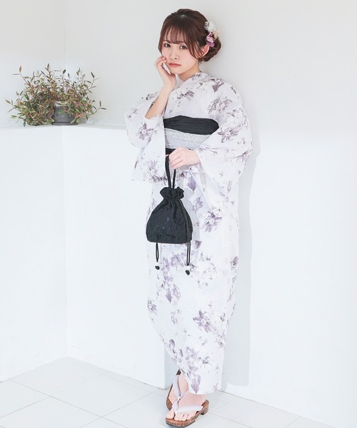 Honeys（ハニーズ）の「浴衣巾着（ワンハンドル）（和装小物・レディース・ライトグレー/ブラック系その他/アイボリー系/ピンク系その他/アイボリー・FREE）」の15枚目の写真