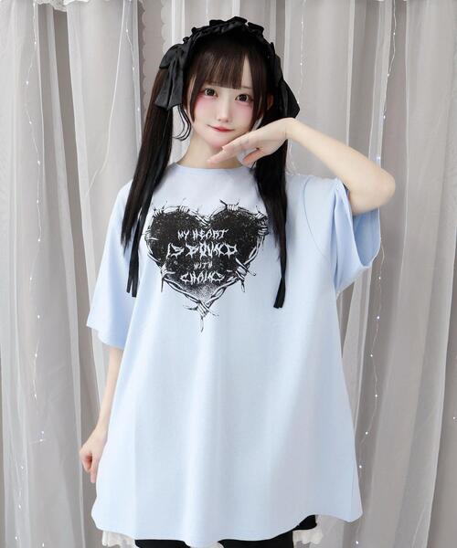 Whinny（ホワイニー）の「Whinny/束縛ダイナマイティー（Tシャツ/カットソー・レディース・ホワイト/サックスブルー/ブラック・FREE）」の3枚目の写真