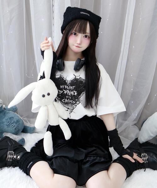 Whinny（ホワイニー）の「Whinny/束縛ダイナマイティー（Tシャツ/カットソー・レディース・ホワイト/サックスブルー/ブラック・FREE）」の5枚目の写真