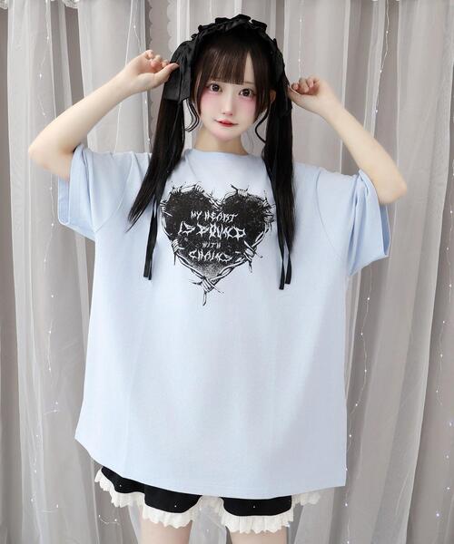 Whinny（ホワイニー）の「Whinny/束縛ダイナマイティー（Tシャツ/カットソー・レディース・ホワイト/サックスブルー/ブラック・FREE）」の13枚目の写真