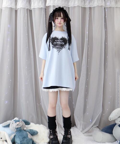 Whinny（ホワイニー）の「Whinny/束縛ダイナマイティー（Tシャツ/カットソー・レディース・ホワイト/サックスブルー/ブラック・FREE）」の15枚目の写真