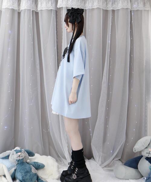 Whinny（ホワイニー）の「Whinny/束縛ダイナマイティー（Tシャツ/カットソー・レディース・ホワイト/サックスブルー/ブラック・FREE）」の16枚目の写真