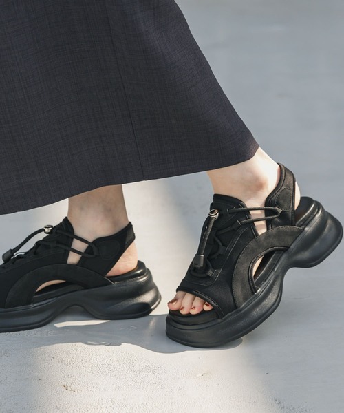 SENSE OF PLACE by URBAN RESEARCH（センスオブプレイスバイアーバンリサーチ）の「ボリュームソールドロストスポーツサンダル（サンダル・レディース・ベージュ/アイボリー/ブラック・SMALL/MEDIUM/LARGE）」の15枚目の写真