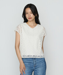 COMME CA | リーフ柄ラッセルレース ブラウス(シャツ/ブラウス)