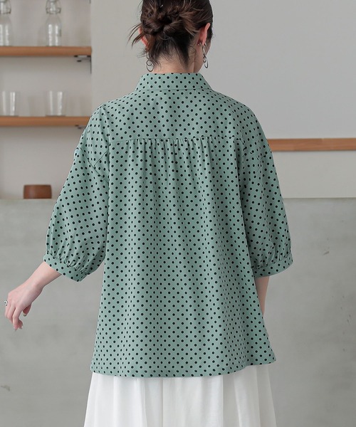 n'OrLABEL（ノアールレーベル）の「『裾ギャザードットブラウス』（シャツ/ブラウス・レディース・ライトベージュ/ブラック/ライトグリーン・1/2）」の8枚目の写真